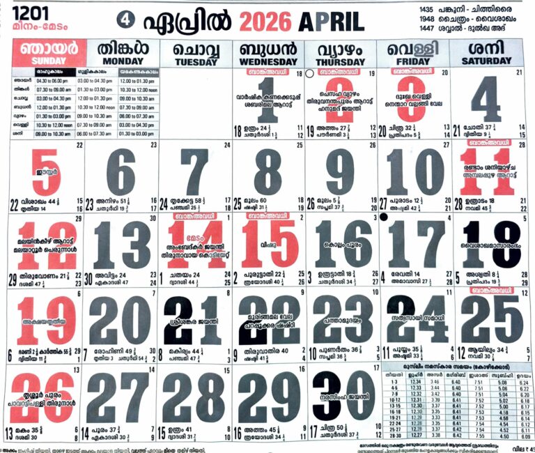 Malayalam Calendar 2026 April 2026 Free PDF malayalam-calendar-2026-april-2026-free-pdf